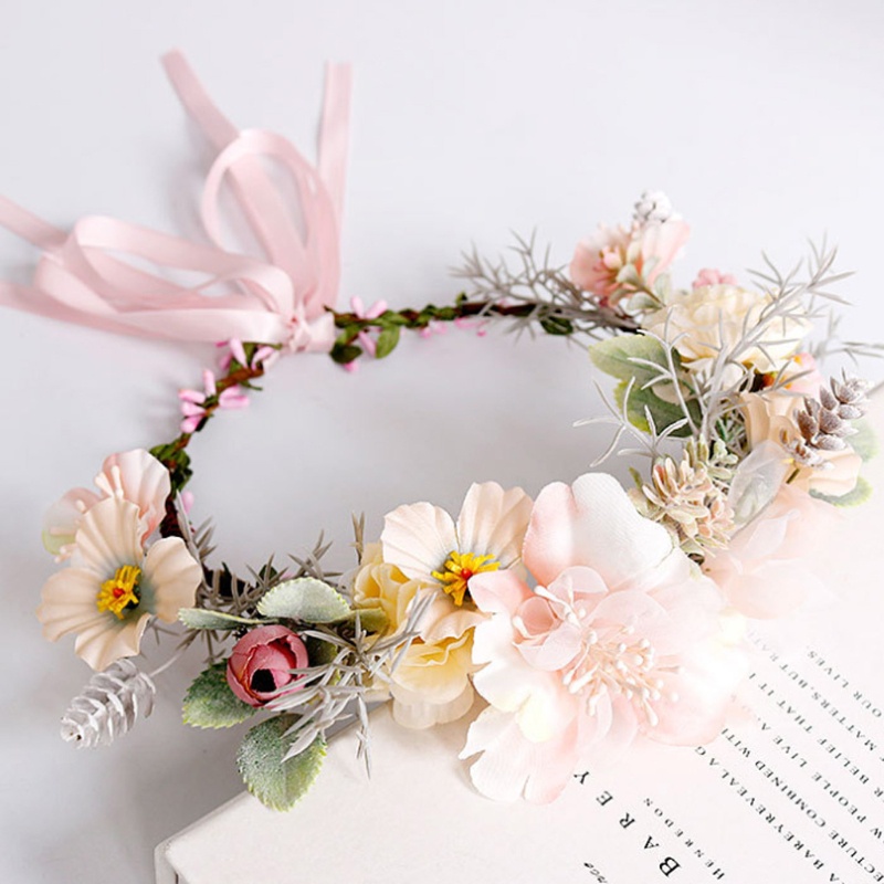 Flgo Vòng Hoa Hồng Boho Có Ruy Băng Đội Đầu Cho Tiệc Cưới Lễ Hội