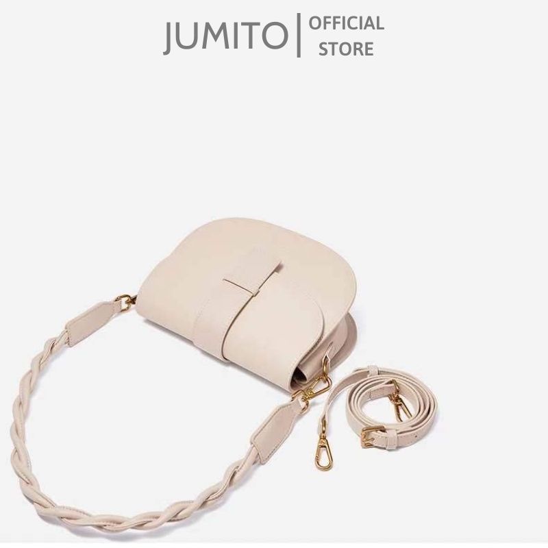 Túi xách nữ đeo vai kép nách vạt bầu quai tết chất da đẹp vintage JUMITO T1.052.KE