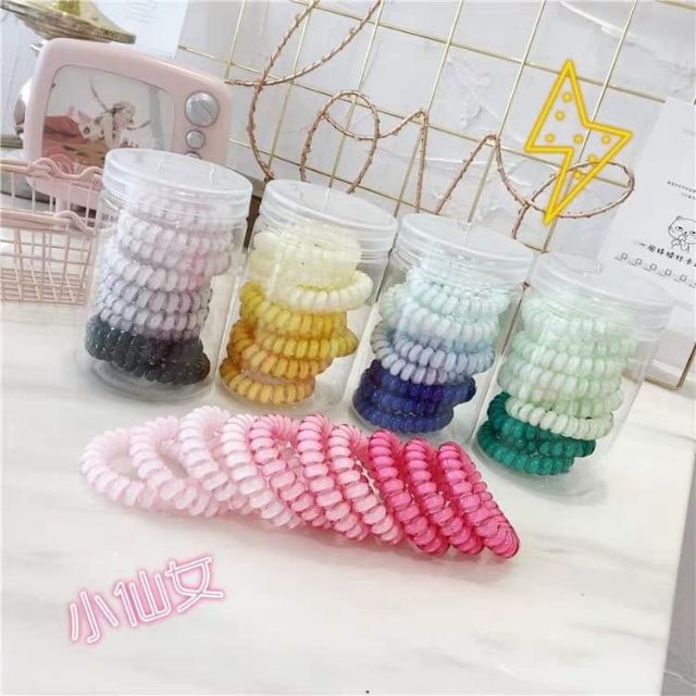 Hộp 10 cột tóc lò xo nhiều màu