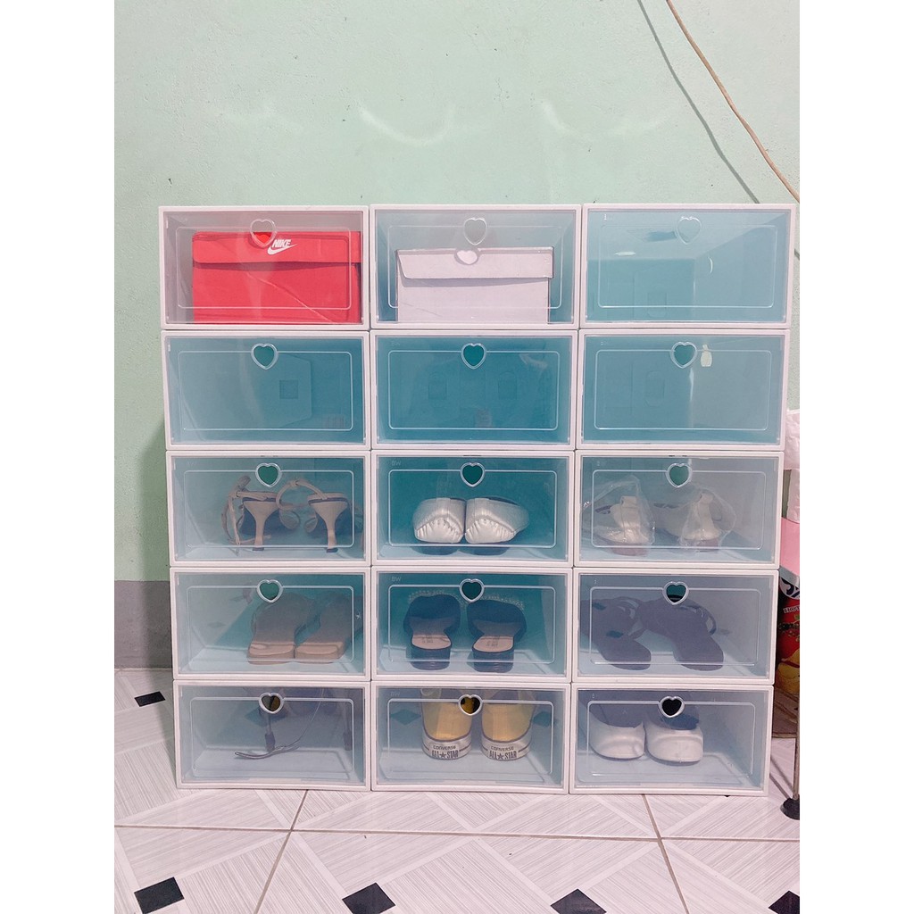 Hộp đựng giày nắp nhựa cứng lắp ráp, hộp đựng giày dép gấp gọn kích thước 33x23x13cm - Giá lẻ 1 hộp