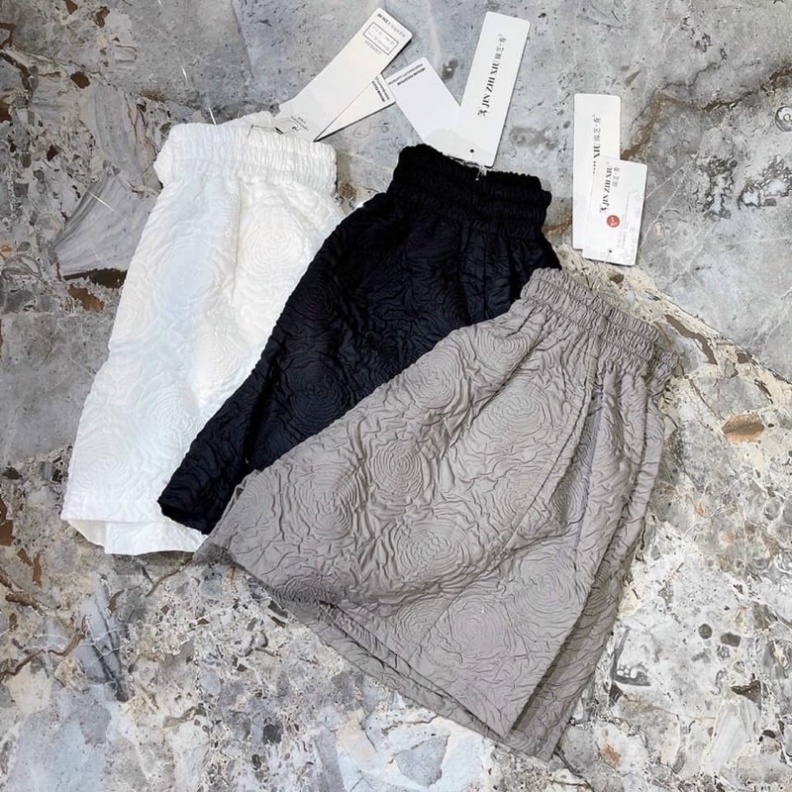 Quần short nữ hoa in nổi siêu hot mầu trắng, babydoll ulzzang mềm nội y xanh