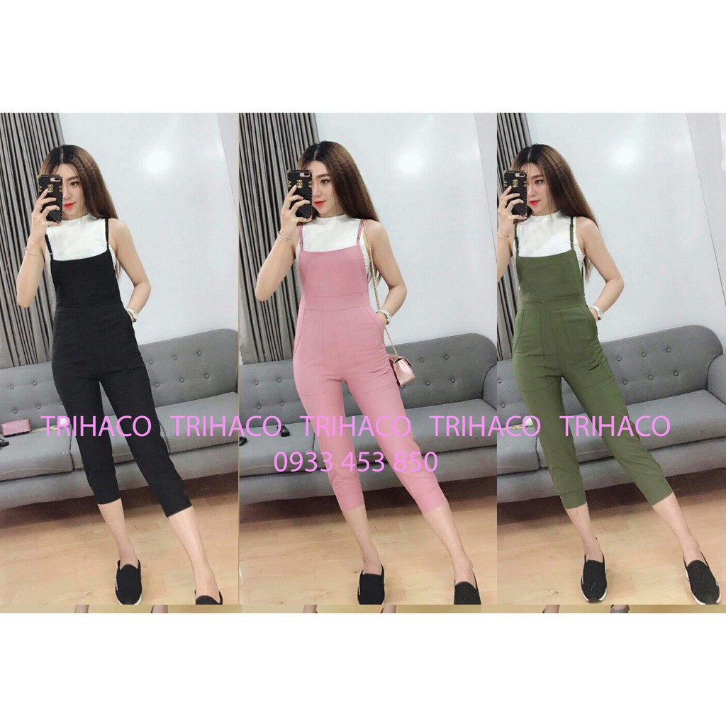 Set jum yếm 2 túi vải kim tuyến kèm áo thun rời, jumpsuit nữ, set yếm