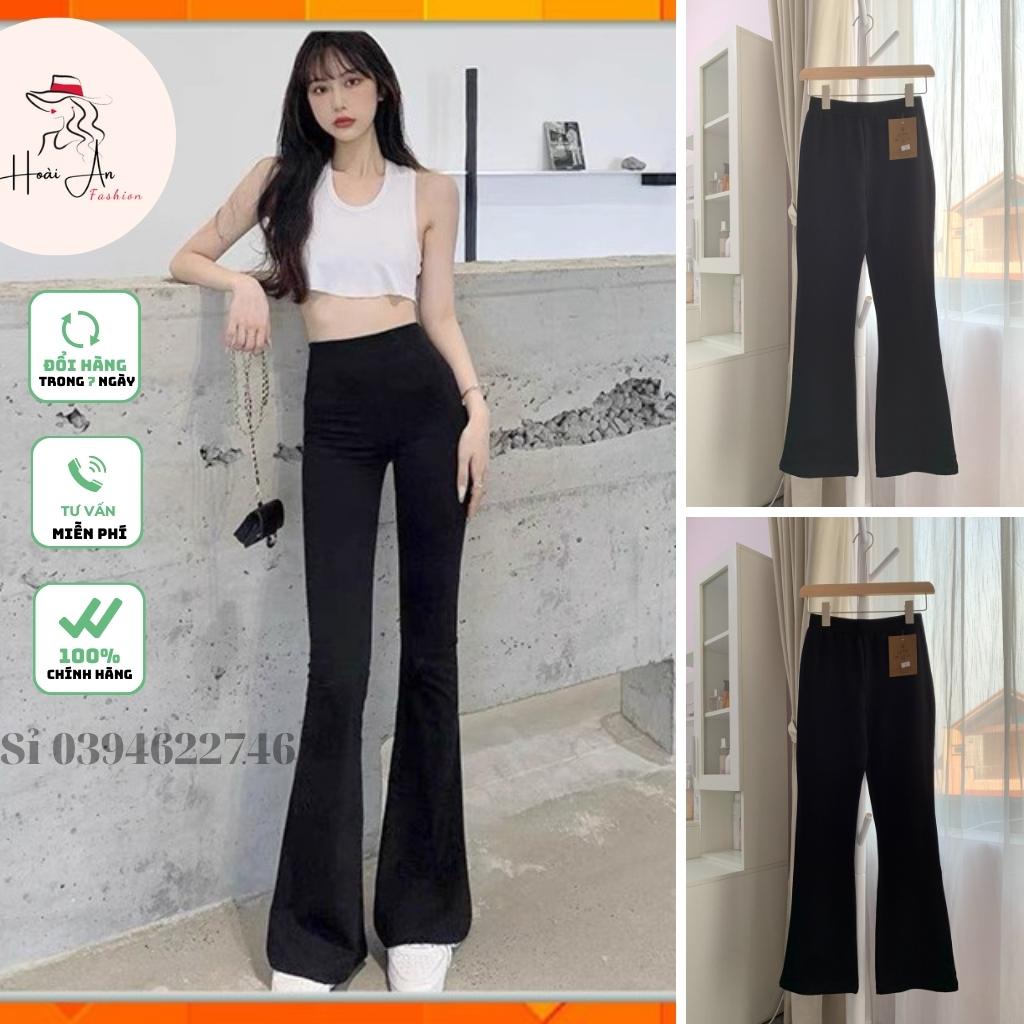 Quần ống loe cạp cao legging dáng dài m888