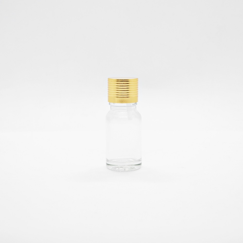 Vỏ chai lọ đựng tinh dầu 10ml trong suốt nắp vặn vàng trơn/ vàng vạch