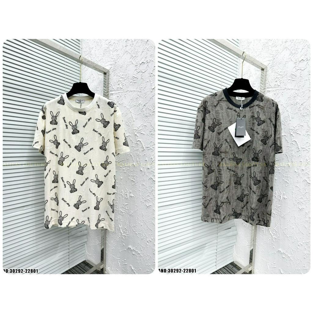 Áo Phông Nam Nữ Dệt Hình Thỏ Con Cute Siêu Đẹp - Áo Thun Nam Nữ  Vải Lanh Rách Nhẹ Cực Chất