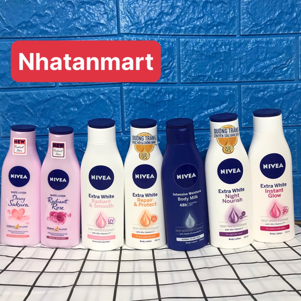 (200ml - 250ml) Sữa Dưỡng Thể Nivea Phục Hồi Dưỡng Trắng Da HÀNG CHUẨN CHÍNH HÃNG