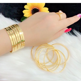 Vòng ximen trơn cao cấp dát vàng 18 khoá khớp bấm bộ 7 chiếc