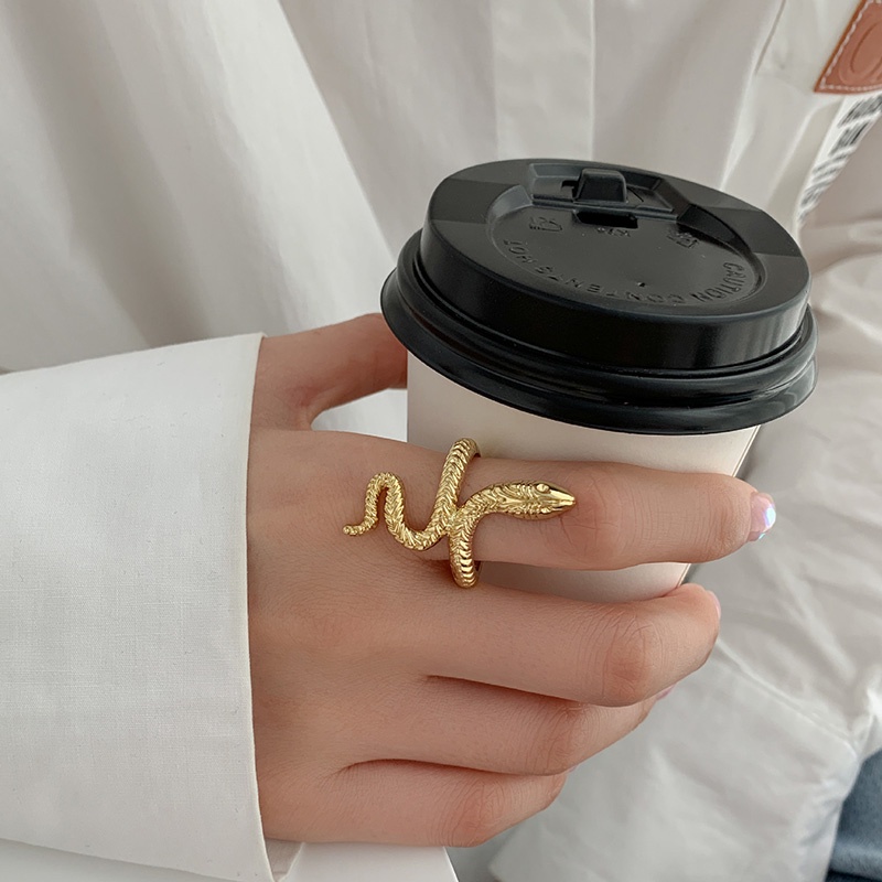 Nhẫn Hình Rắn Thiết Kế Có Thể Điều Chỉnh Phong Cách Punk Hip Hop