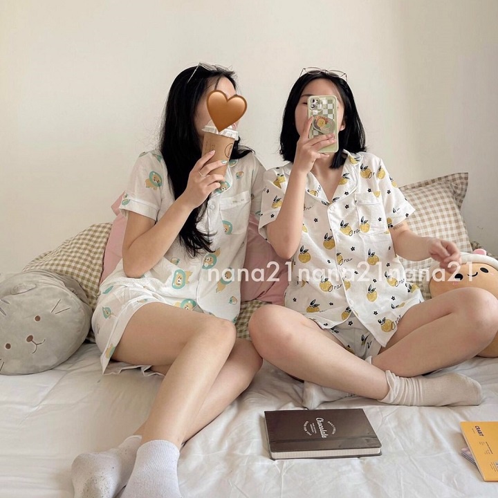 Bộ đồ pijama chất đũi xốp tặng kèm sunchies cột tóc siêu xinh tặng MOS04 - Mono Boutique