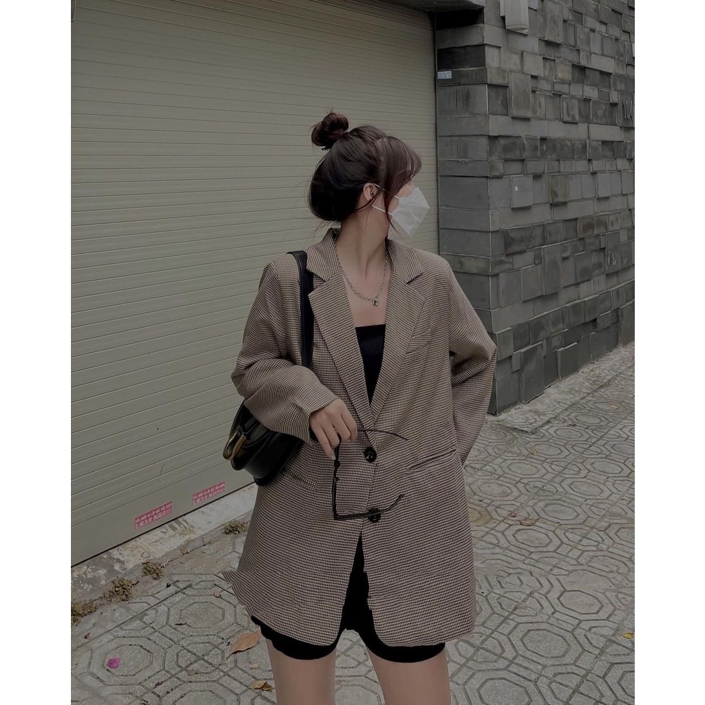 [VIDEO/ ẢNH THẬT] Áo Blazer 2 Lớp Kẻ ZigZac Cúc Tay Kiểu Mùa Thu