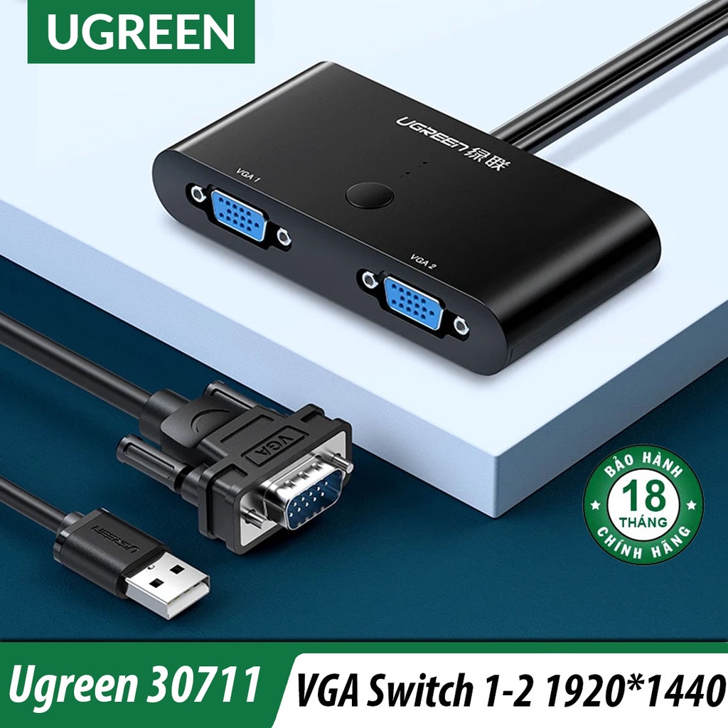 Bộ Chia VGa 1 Ra 2 Hoặc 2 Vào 1 ( 2 chiều)  Ugreen 30711