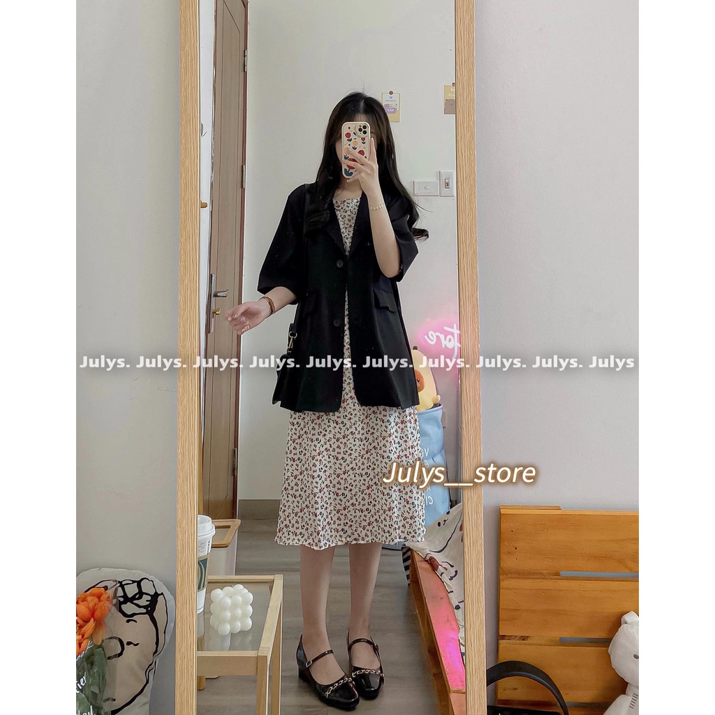 Áo blazer tay cộc 1 lớp nắp túi Julys (ảnh thật kèm video)