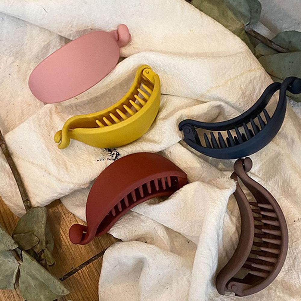 MOCHO Kẹp Tóc Màu Trơn Hình Quả Chuối Ngộ Nghĩnh Cho Nữ