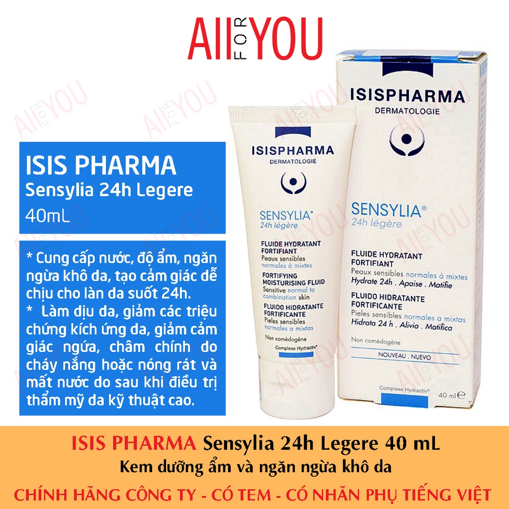 ISIS Pharma Sensylia 24h Legere 40ml - Kem dưỡng ẩm và ngăn ngừa khô da