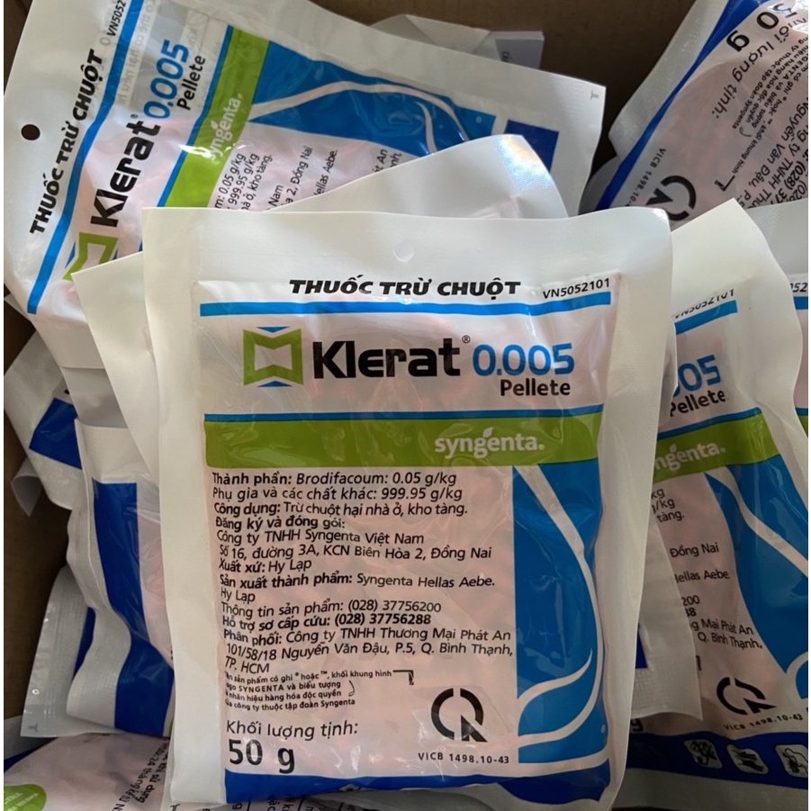Thuốc Diệt Chuột Klerat 0,005 Gói 50g ⚜️FREESHIP⚜️ Dạng Bả Nhập Khẩu