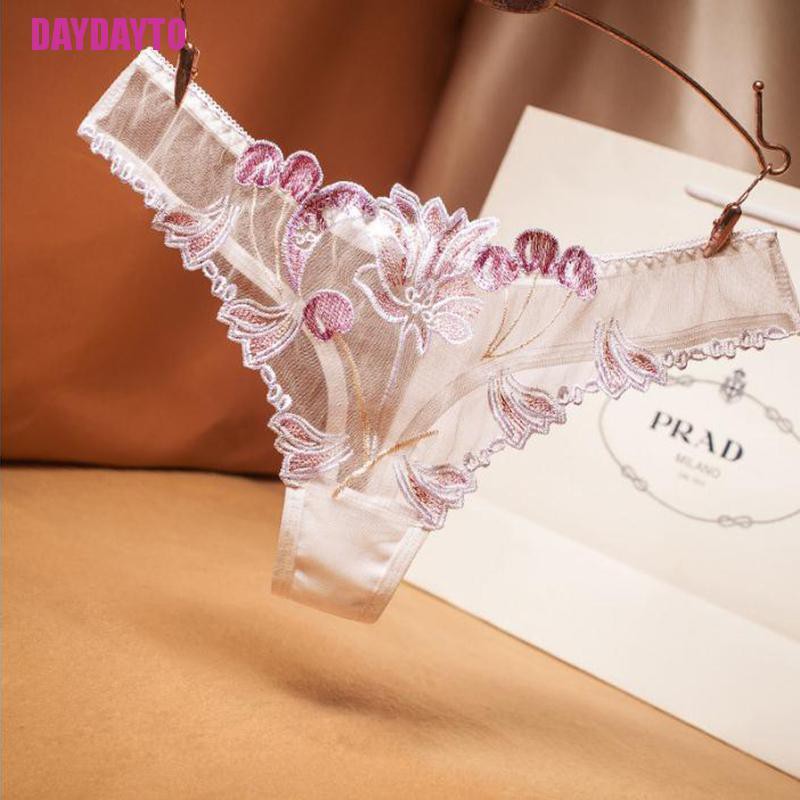 Quần Lót Cotton Lưng Thấp Phối Ren Trong Suốt Quyến Rũ Cho Nữ