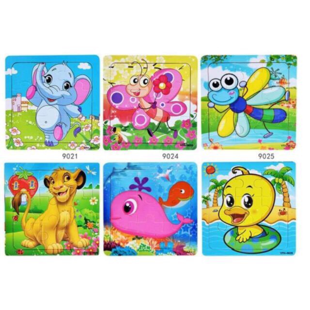 [Mã LIFETOYS1 giảm 30K đơn 99K] Bộ 3 Tranh Ghép Gỗ Thông Minh 9 Mảnh Puzzle - Ghép 9 Mảnh Bằng Gỗ