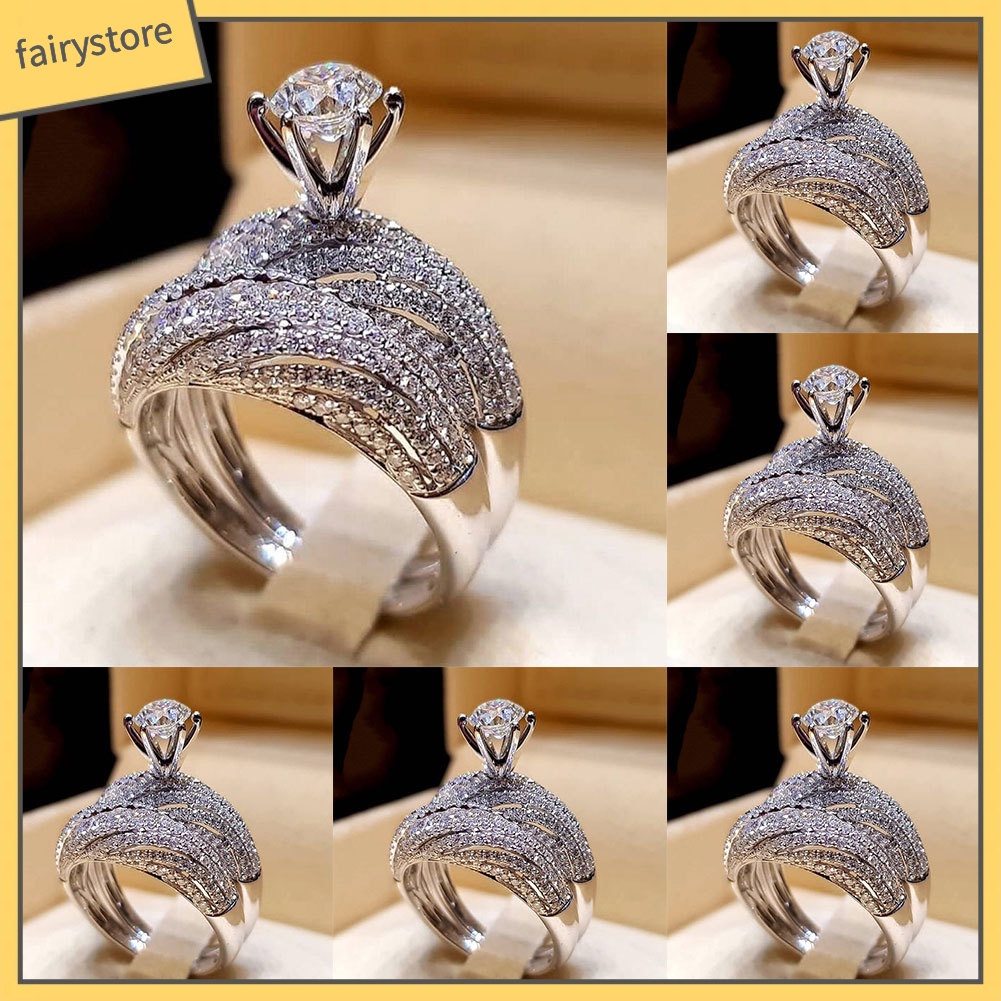 Nhẫn Hợp Kim Đính Đá Lấp Lánh Phong Cách Vintage