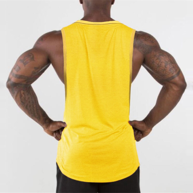 Áo Ba Lỗ Cổ Tròn Phối Lưới Thoáng Khí Thời Trang Thể Thao Cho Nam