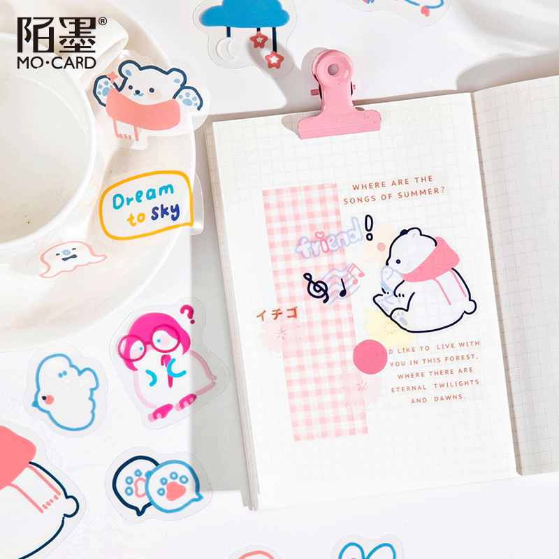 Túi 45 miếng dán trang trí hình chim cánh cụt hoạt hình nhiều mẫu đáng yêu