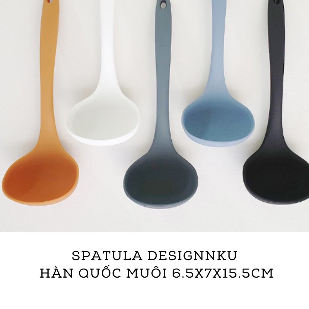 SPATULA PHỚI THÌA MUÔI KHUẤY BỘT ĐẦU CHÉO 100% SILICON DESIGNNKU HÀN QUỐC