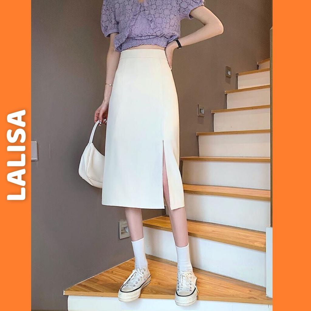 Chân Váy Dài Nữ LALISA Chân Váy Công Sở Dáng Dài Xẻ Tà Dài Qua Gối Hàn Quốc Màu Đen Trắng Đẹp Chất Vải Cao Cấp CV001