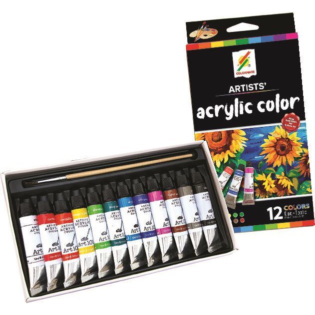 Hộp Giấy 12 Tuýp Màu Acrylic