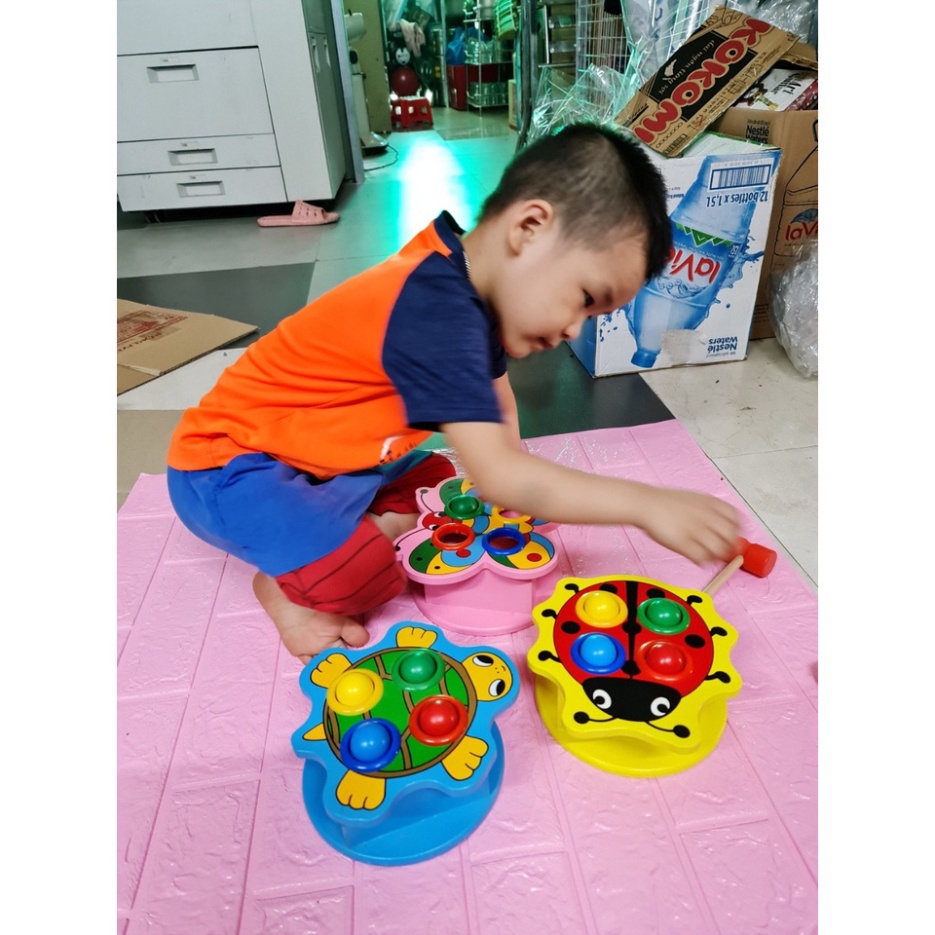 Đồ Chơi Gỗ Đập Bóng Hình Con Rùa-Con Bọ-Con Bướm, nhiều màu sắc an toàn cho trẻ phù hợp bé TRITUEVIET