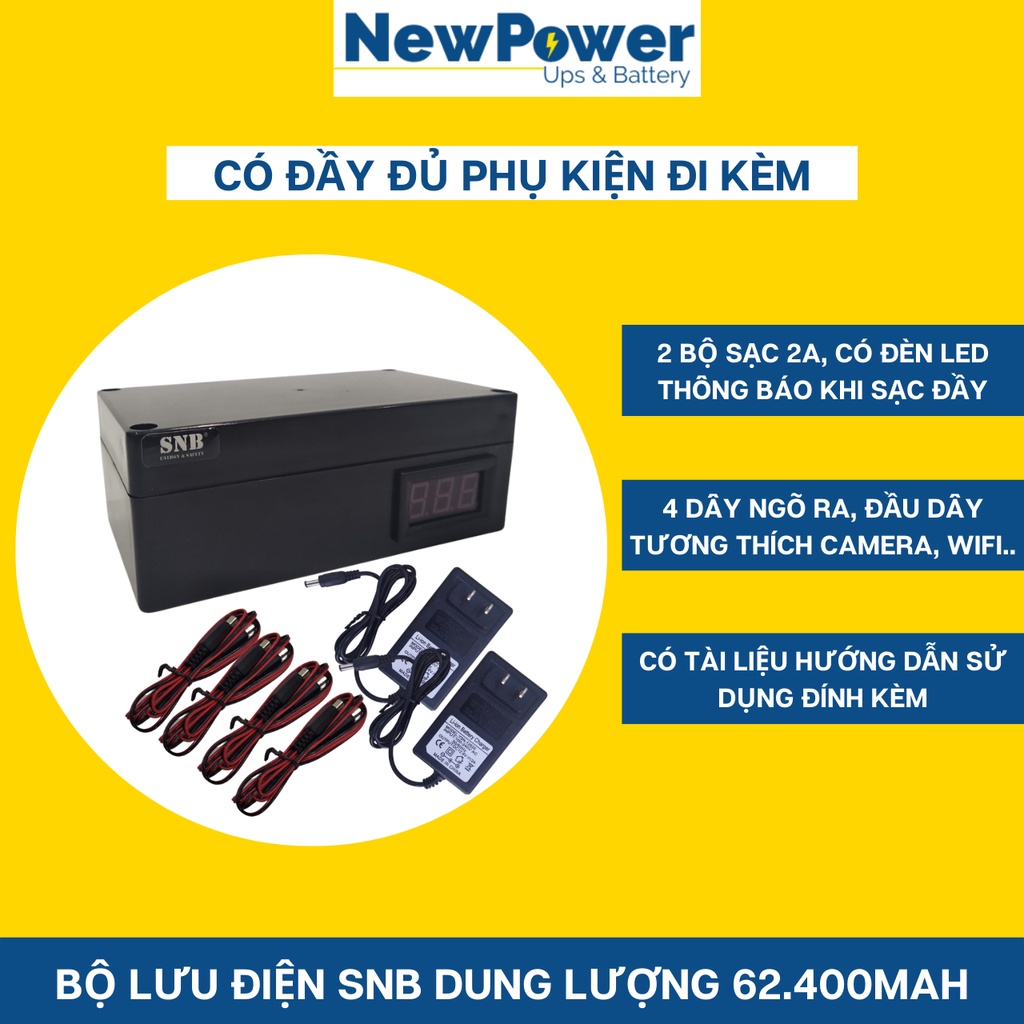 Bộ lưu điện gia đình 62.400mAh,nguồn dự phòng cho wifi,camera, sử dụng pin Lithium 12V-20.800mAh,BH 12 tháng, xuất xứ
