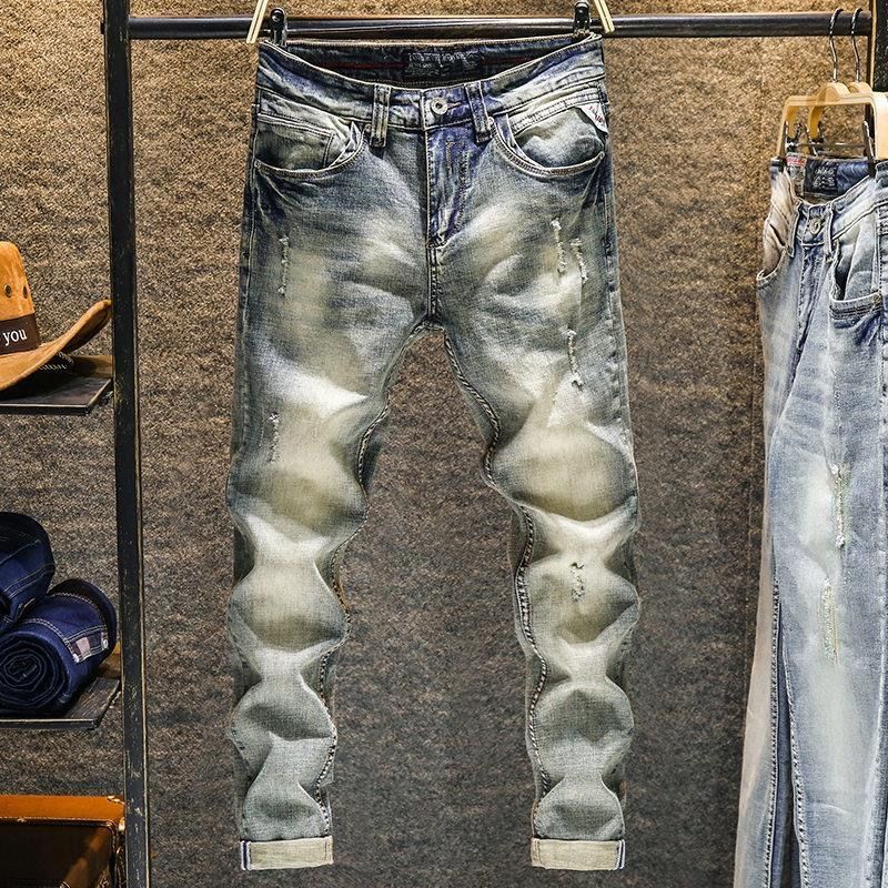 Quần Jeans Nam Kiểu Dáng Retro Thời Trang Phong Cách Âu Mỹ