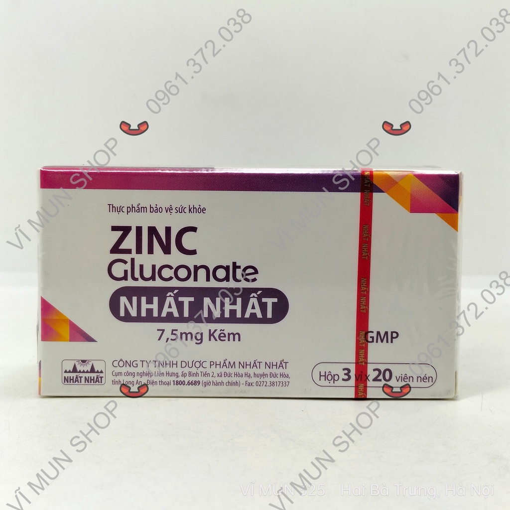 ZINC GLUCONATE NHẤT NHẤT - Bổ sung Kẽm - Giúp tăng cường sức khỏe, sức đề kháng