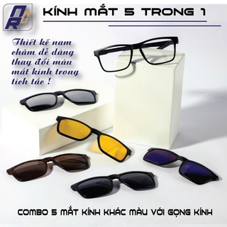 Kính thể thao 5 trong 1 cao cấp chống tia UV dành cho cả nam và nữ, combo 5 mắt kính khác màu với gọng kính