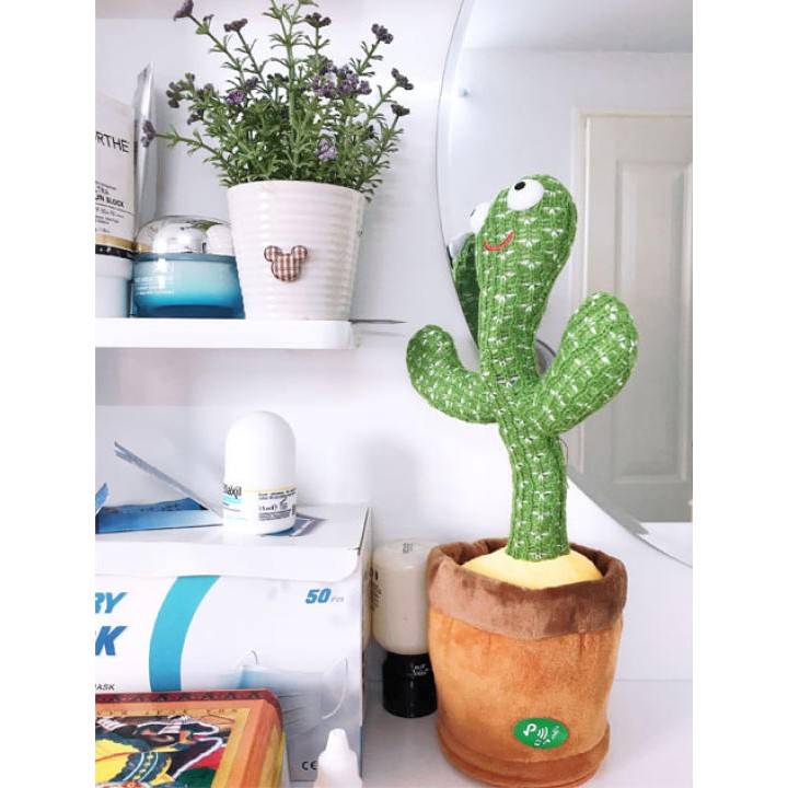 Dancing Cactus Xương Rồng Nhảy Múa Phát Nhạc Và Ghi Âm Giọng Nói Dancing Cactus Cactus Plush Toys ( tặng kèm pin )