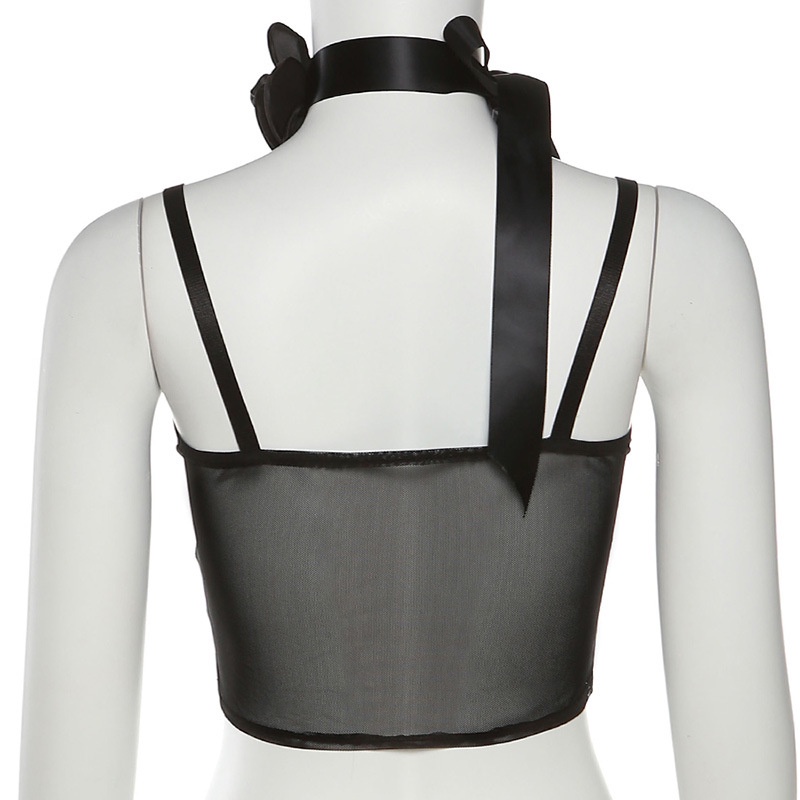 Áo Tank Top Hở Lưng Phối Lưới Hoạ Tiết Hoa Quyến Rũ Hợp Thời Trang Cho Nữ