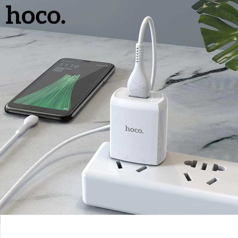 Củ kèm cáp sạc Hoco DC13 chân Micro USB sạc nhanh 2.4A tương thích với nhiều dòng điện thoại,chân cắm dẹt tiêu chuẩn