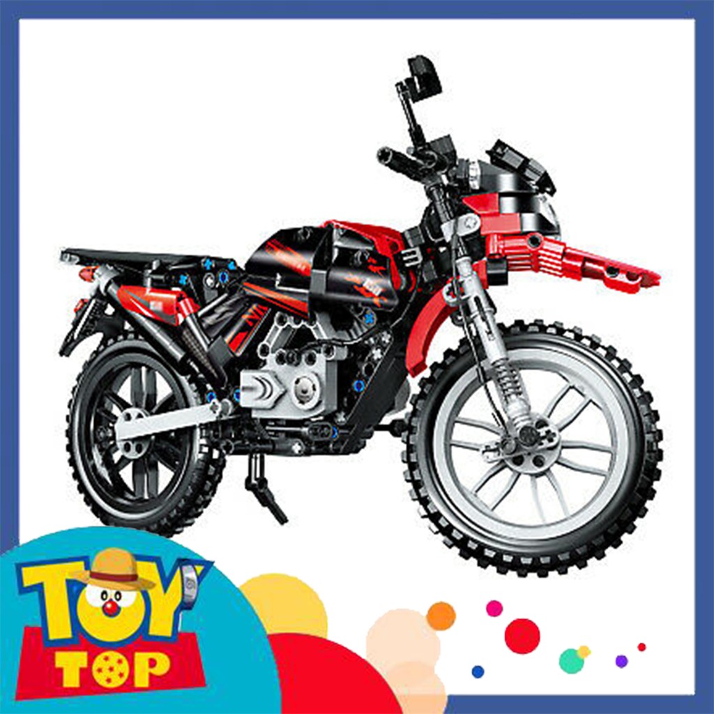 Lắp ráp xếp hình ghép technic xe moto mô tô cào cào - xe máy địa hình siêu ngầu Zhegao QL0440