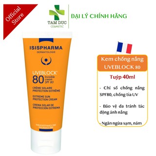 Kem chống nắng SPF50+ UVEBLOCK 80 [Tuýp 40ml] - ISIS Pharma Pháp [UVE BLOCK]