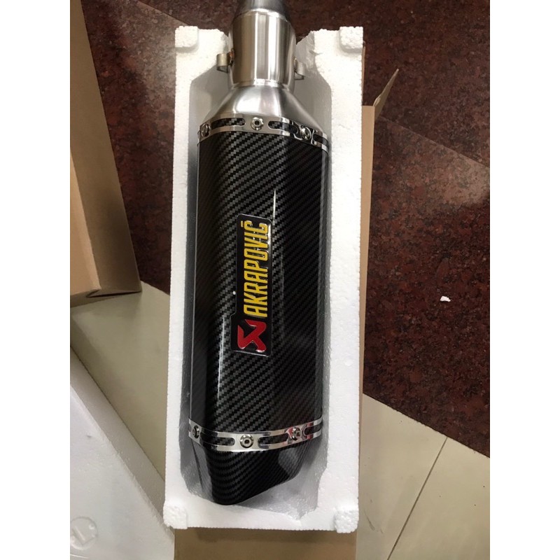 {FREE SHIP} Lon bô AKRAPOVIC lục giác dành cho mọi loại xe. Full phụ kiện, 2 màu titan/cacbon