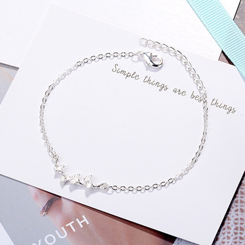 Vòng Tay Dây Xích Kim Loại Mảnh Mặt Lá Cây Mơ Thiết Kế Đơn Giản Thời Trang Xuân Hè Hàng Mới