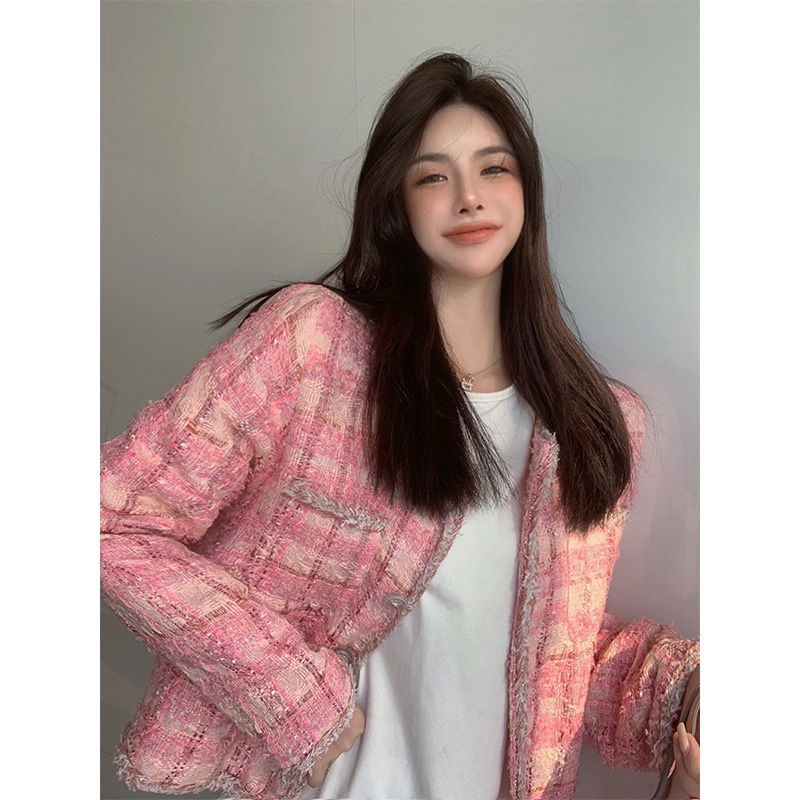 Áo khoác dạ tweed dễ thương, áo khoác nữ có video ảnh thật phia sau