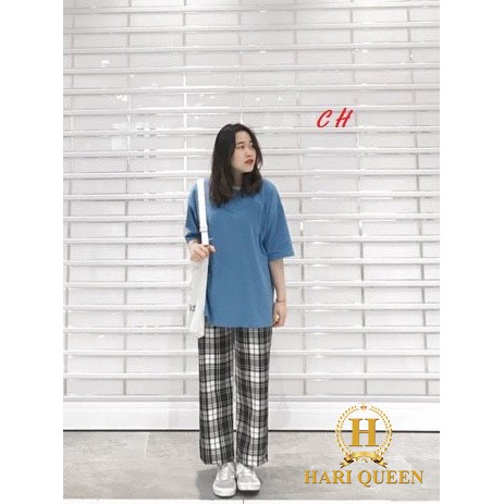FREE SHIP ĐƠN TỪ 50K Sét áo phông trơn + quần kẻ đen COH0620 1