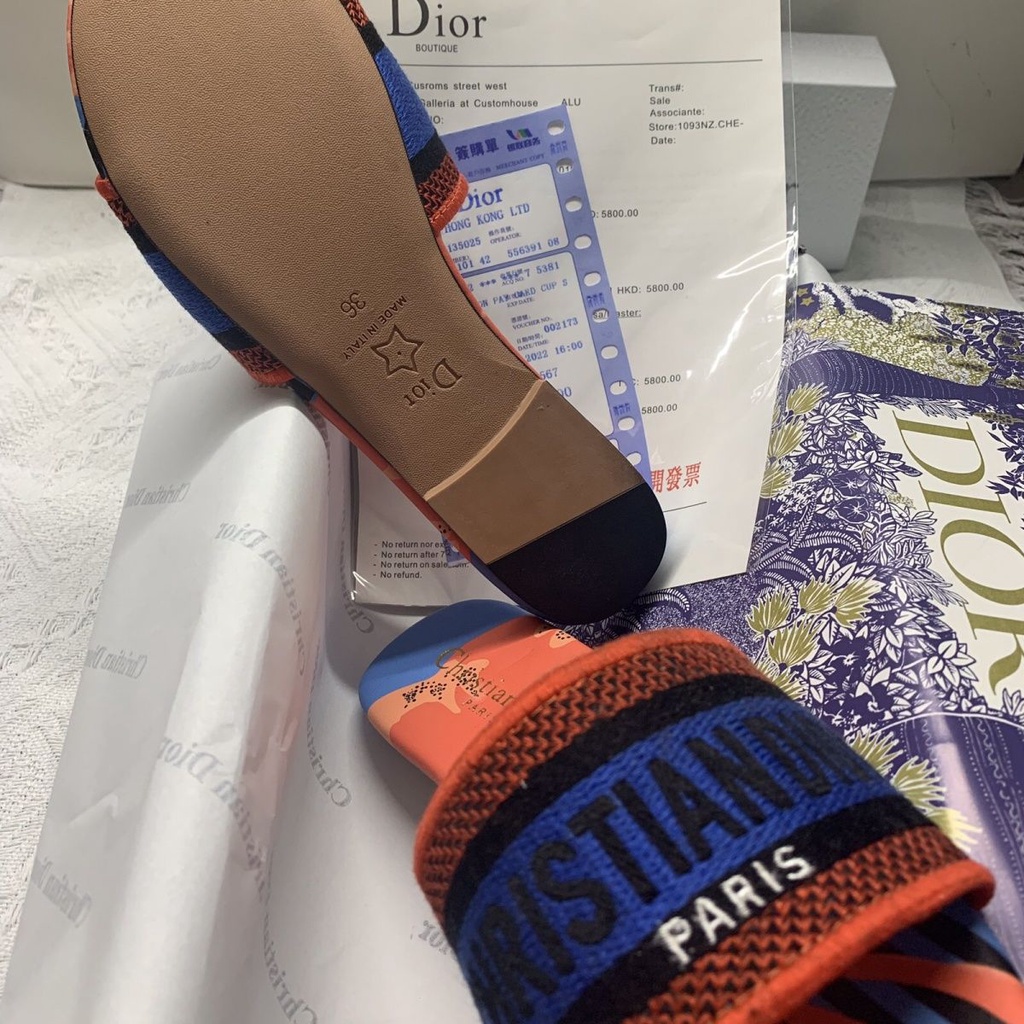 Dép Dior Họa Tiết Thêu Chất Lượng Cao Thời Trang Cho Nữ size 35-42