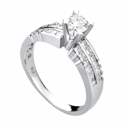 Nhẫn Kim cương Vàng trắng 14K / NỮ / mẫu PNJ