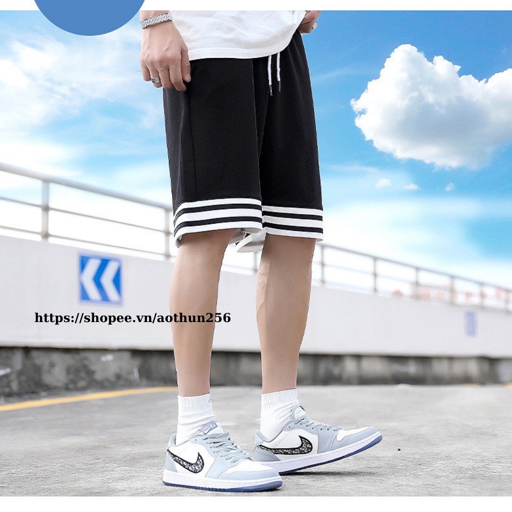 Quần đùi thể thao nam 3Line ngang form rộng dáng unisex thoải mái năng động chất umi dày mịn co dãn
