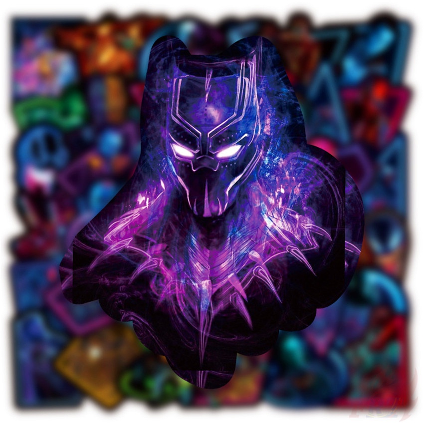 Bộ 100 Cái/Bộ ❉ Miếng Dán Trang Trí Hình Siêu Anh Hùng Marvel Màu Neon ❉ Sticker Dán Ván Trượt Thời Trang