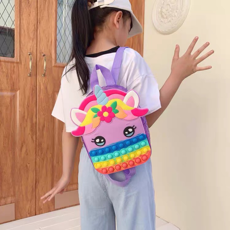 Balo pop it size 26*17cm họa tiết đáng yêu, Balo đi chơi cho bé kiểu nhấn bong bóng _ Tingting