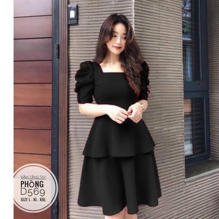 Bigsize Đầm tầng tay phồng D569