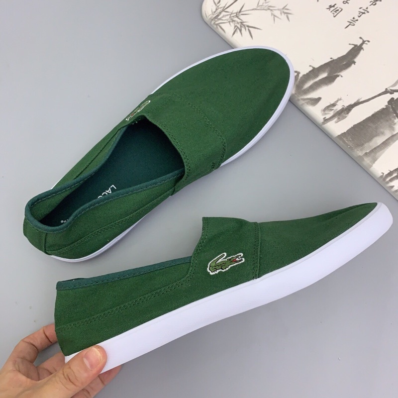 Giày lười vải nam màu xanh lá siêu hiếm đế cao su dẻo lacoste