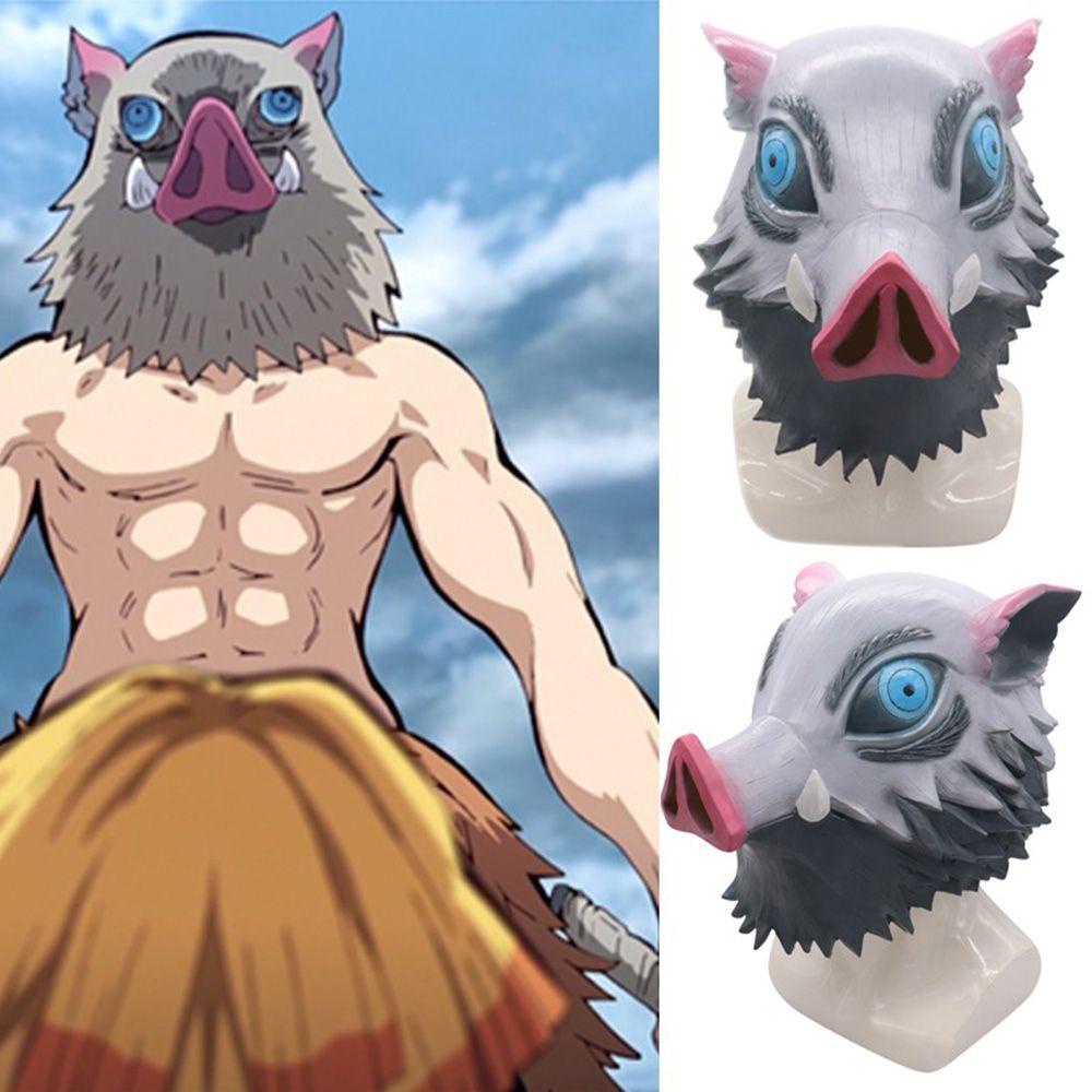 FUTURE New Hashibira protectionDemon Slayer Inosuke Helmet Hair Pig Facial protectionYaiba Cosplay Halloween Carnival Headwear Prop Accessories Anime Costume Prop