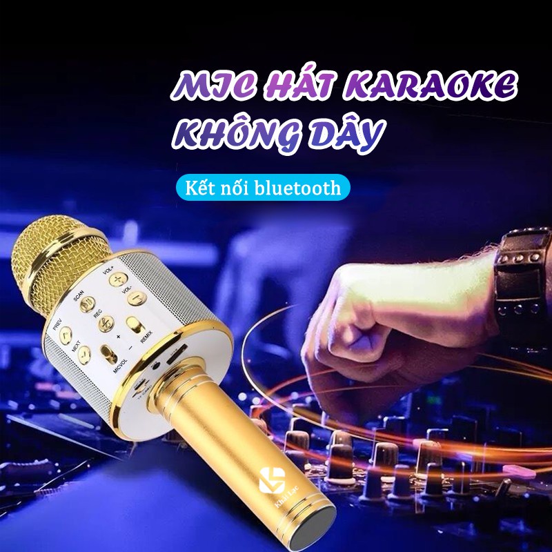 Mic Hát Karaoke Bluetooth Không Dây WS858 - Âm vang - Ấm - mic hát karaoke cầm tay mini